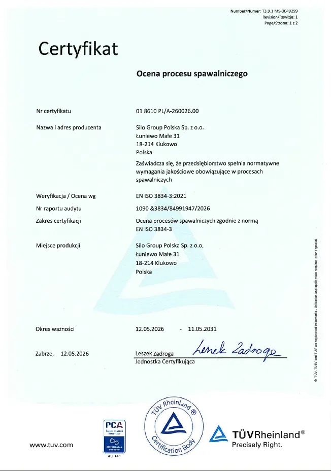 Ocena procesu spawalniczego - 018610 PL A
